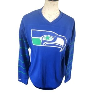 Mitchell & Ness Seattle Seahawks Mens L Retro Long Sleeve Shirt Padded E…